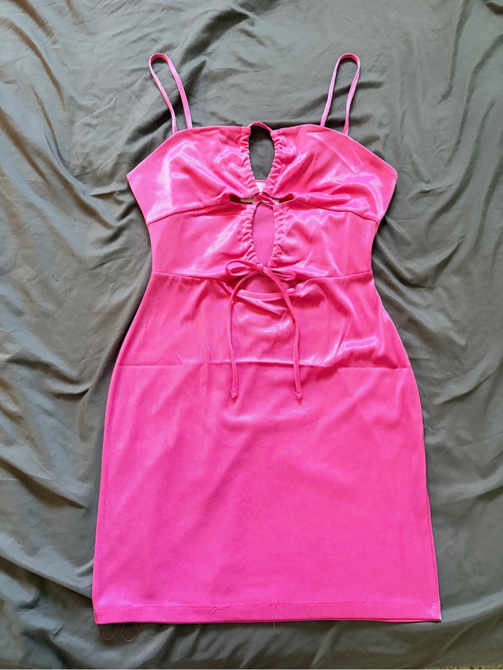 ASOS Hot Pink Cutout Tie-Front Bodycon Mini Dress